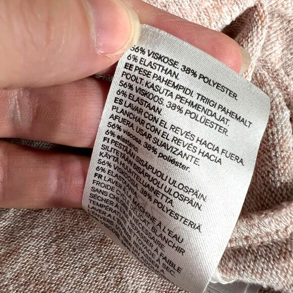 H&M Womens Knit Tunic Sweater Pullover V Neck Long Sleeves Oversized Pink Medium - Picture 10 of 10